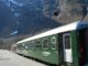 Πράσινο βαγόνι από το διάσημο τρένο Flamsbana στον σταθμό του Flam